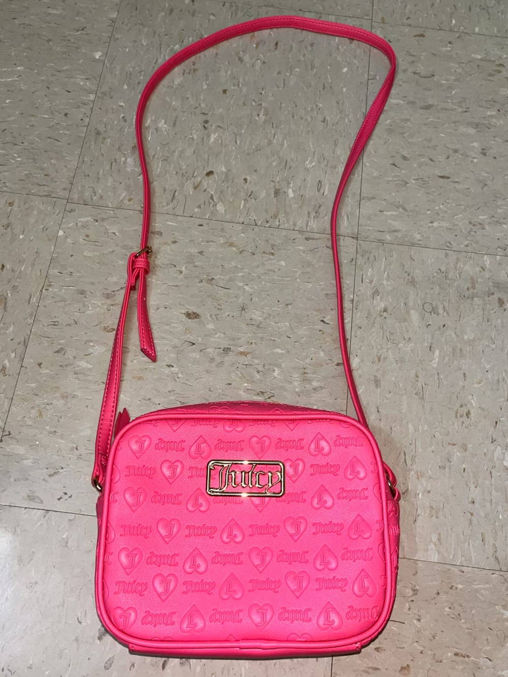 Juicy Couture Hot Pink Embossed Crossbody Bag